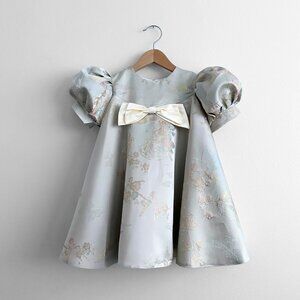 NWT Pretty Girls Fine Jacquard Celebration Dress Elegant Floral Grey & Gold 5T